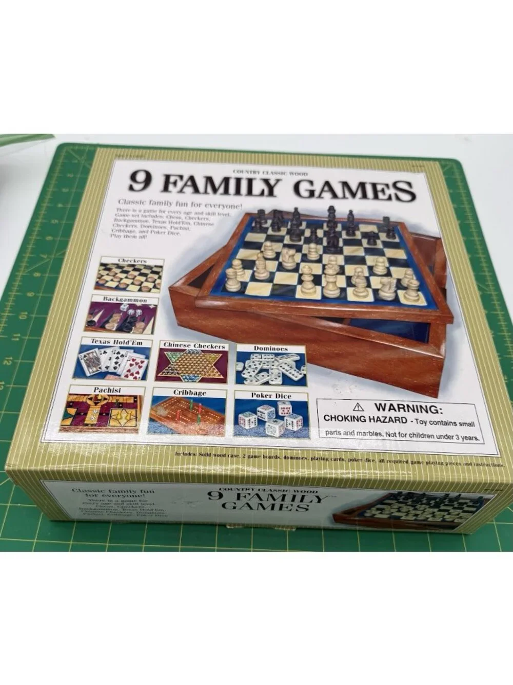 9 Family Games Set Wood Chess Checkers Cribbage By Country Class New READ